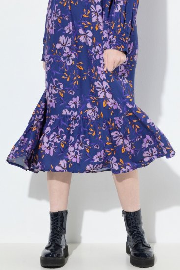 Ulla Popken 841873 Rochie midi cu flori Bleumarin - Rochii midi - Rochii midi la marimi mari