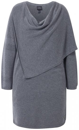 Ulla Popken 841941 Rochie tricotată cu mânecă lungă Gri melanj - Rochii tricotate - 