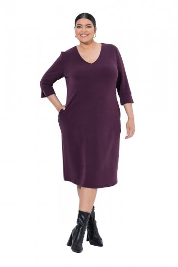 Ulla Popken 841952 Rochie hanorac cu mânecă 3/4 Prună - Rochii midi - Rochii midi la marimi mari
