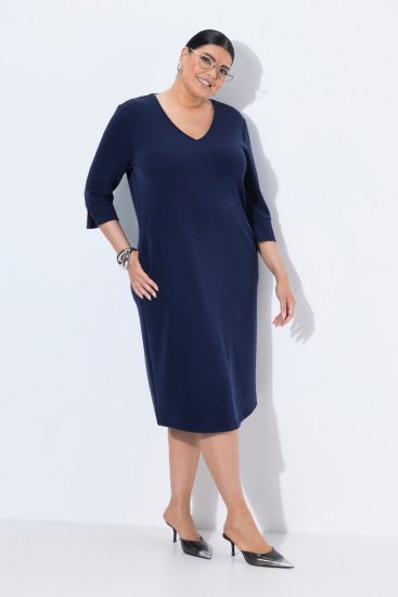 Ulla Popken 841952 Rochie hanorac cu decolteu în V Bleumarin - Rochii - Rochii pentru toate mărimile