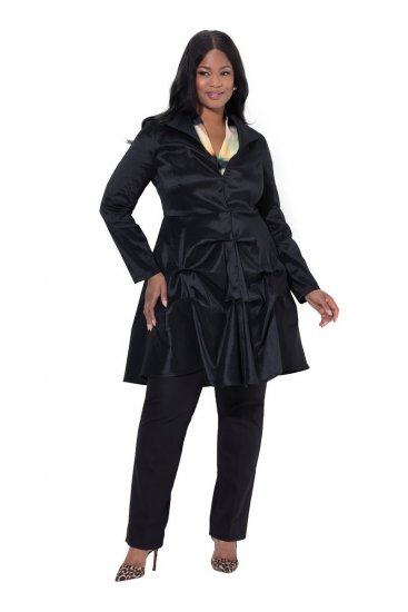 Ulla Popken 842028 Sacou peplum cu pliuri Neagră - Sacouri - Sacouri în Mărimi Mari pentru Femei