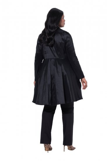 Ulla Popken 842028 Sacou peplum cu pliuri Neagră - Sacouri - Sacouri în Mărimi Mari pentru Femei