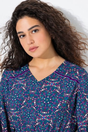 Ulla Popken 842153 Rochie midi imprimată Petrol - Rochii midi - Rochii midi la marimi mari