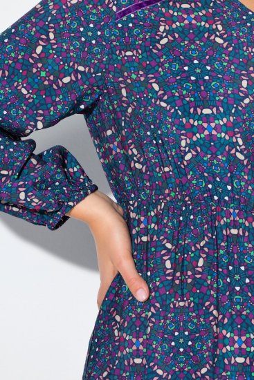 Ulla Popken 842153 Rochie midi imprimată Petrol - Rochii midi - Rochii midi la marimi mari