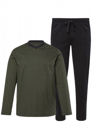 JP1880 Pyjamas Two-piece Striped Dark Green - Lenjerie intimă & costum baie - Lenjerie Intimă Bărbați Mărimi Mari
