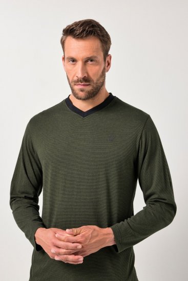JP1880 Pyjamas Two-piece Striped Dark Green - Lenjerie intimă & costum baie - Lenjerie Intimă Bărbați Mărimi Mari