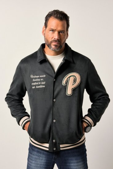 JP1880 Blouson Velour with Chest Embroidery Dark Green - Geci - Geci Bărbați Mărimi Mari