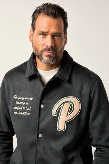 JP1880 Blouson Velour with Chest Embroidery Dark Green - Geci - Geci Bărbați Mărimi Mari