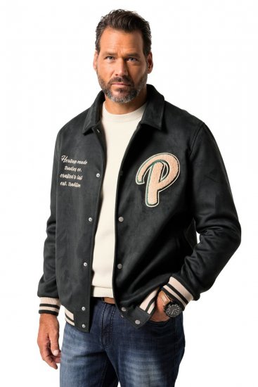 JP1880 Blouson Velour with Chest Embroidery Dark Green - Geci - Geci Bărbați Mărimi Mari