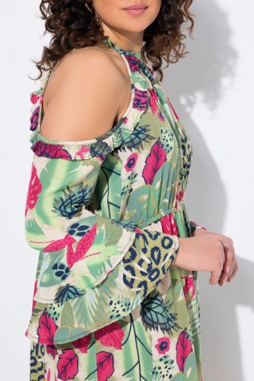 Ulla Popken 842471 Rochie în formă de A cu mânecă 3/4 Șampanie - Rochii - Rochii pentru toate mărimile