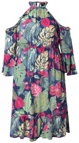Ulla Popken 842471 Rochie midi imprimată Bleumarin - Rochii midi - Rochii midi la marimi mari