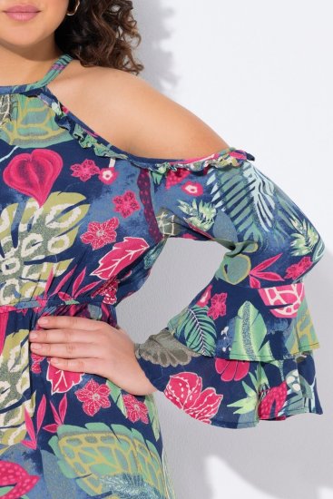 Ulla Popken 842471 Rochie midi imprimată Bleumarin - Rochii midi - Rochii midi la marimi mari