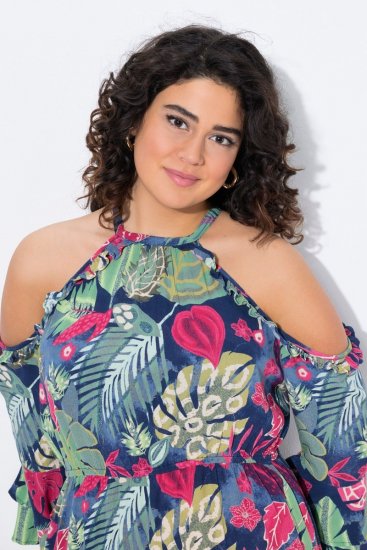 Ulla Popken 842471 Rochie midi imprimată Bleumarin - Rochii midi - Rochii midi la marimi mari