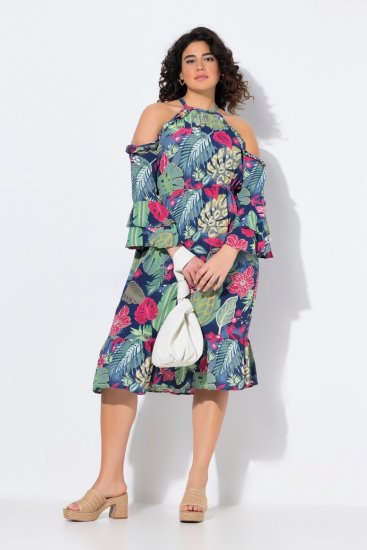 Ulla Popken 842471 Rochie midi imprimată Bleumarin - Rochii midi - Rochii midi la marimi mari