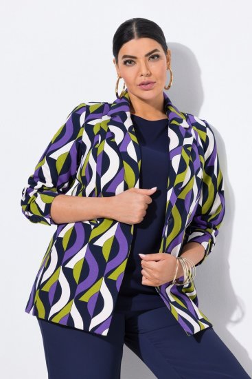 Ulla Popken 842680 Sacou cu model din jerseu punto di Roma Bleumarin - Sacouri - Sacouri în Mărimi Mari pentru Femei