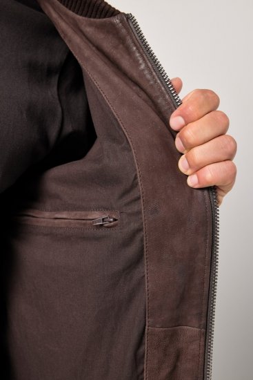 JP1880 Jacket Buffed Nubuck Lamb Leather Brown - Geci - Geci Bărbați Mărimi Mari