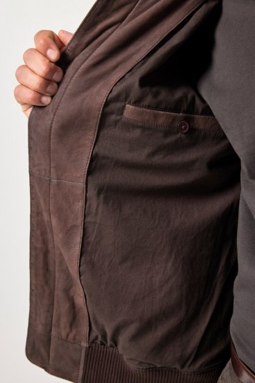 JP1880 Jacket Buffed Nubuck Lamb Leather Brown - Geci - Geci Bărbați Mărimi Mari