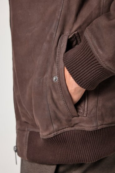 JP1880 Jacket Buffed Nubuck Lamb Leather Brown - Geci - Geci Bărbați Mărimi Mari