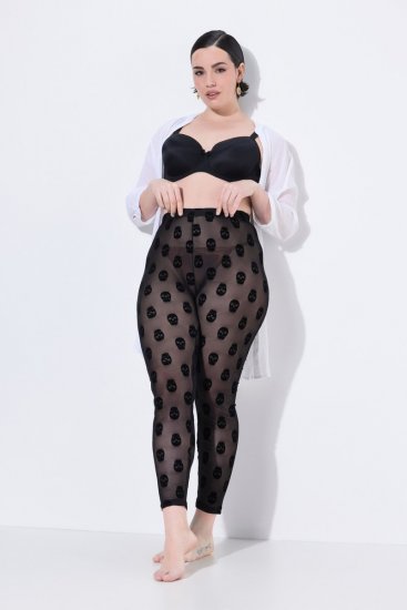 Ulla Popken 842886 Colanți fără talpă cu model Neagră - Ciorapi & șosete - 