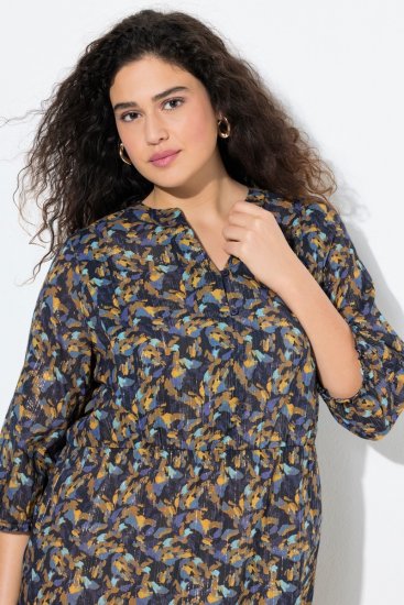 Ulla Popken 842936 Rochie în dungi cu mânecă 3/4 Bleumarin - Rochii de seară - Rochii de seară marimi mari