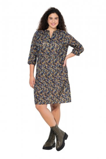 Ulla Popken 842936 Rochie în dungi cu mânecă 3/4 Bleumarin - Rochii de seară - Rochii de seară marimi mari