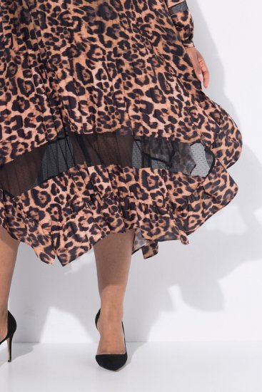 Ulla Popken 842979 Rochie cu imprimeu animal Maro - Rochii midi - Rochii midi la marimi mari