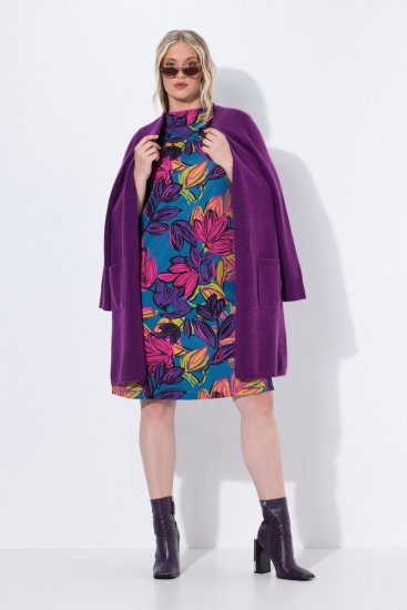 Ulla Popken 843180 Rochie din jerseu cu flori Petrol - Rochii - Rochii pentru toate mărimile