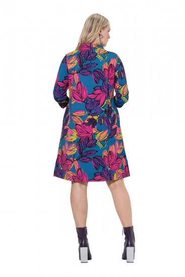 Ulla Popken 843180 Rochie din jerseu cu flori Petrol - Rochii - Rochii pentru toate mărimile