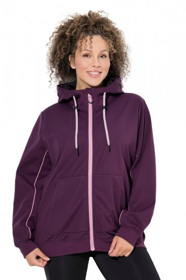 Ulla Popken 843186 Geacă softshell hidrofugă cu reflectorizante Roșu vin - Geci - Jachete de damă marimi mari