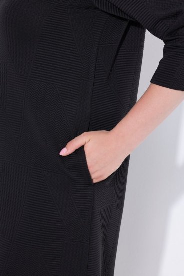 Ulla Popken 843326 Rochie hanorac cu mânecă 3/4 Neagră - Rochii din molton - 