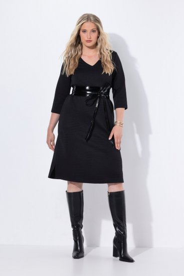 Ulla Popken 843326 Rochie hanorac cu mânecă 3/4 Neagră - Rochii din molton - 