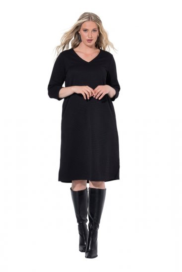 Ulla Popken 843326 Rochie hanorac cu mânecă 3/4 Neagră - Rochii din molton - 