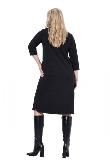 Ulla Popken 843326 Rochie hanorac cu mânecă 3/4 Neagră - Rochii din molton - 