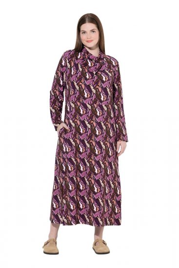 Ulla Popken 843358 Rochie hanorac imprimată Prună - Rochii din molton - 