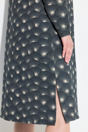Ulla Popken 843506 Rochie hanorac imprimată Neagră - Rochii din molton - 