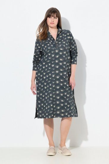 Ulla Popken 843506 Rochie hanorac imprimată Neagră - Rochii din molton - 