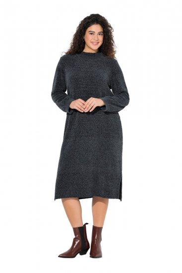 Ulla Popken 843592 Rochie cu mânecă lungă Antracit - Rochii tricotate - 