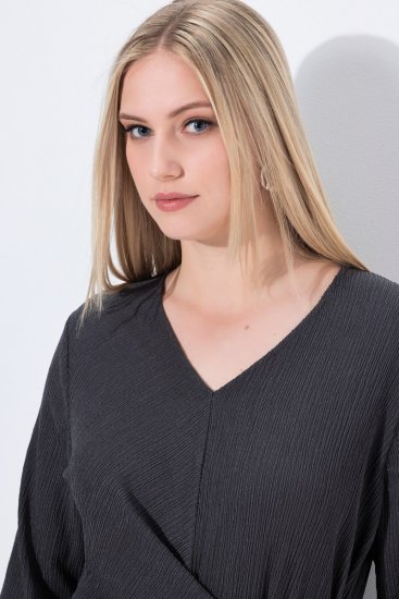 Ulla Popken 843595 Rochie petrecută cu mânecă 3/4 Gri melanj - Rochii midi - Rochii midi la marimi mari