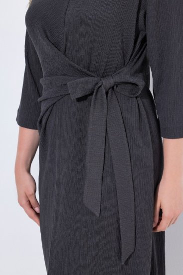 Ulla Popken 843595 Rochie petrecută cu mânecă 3/4 Gri melanj - Rochii midi - Rochii midi la marimi mari