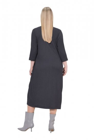 Ulla Popken 843595 Rochie petrecută cu mânecă 3/4 Gri melanj - Rochii midi - Rochii midi la marimi mari
