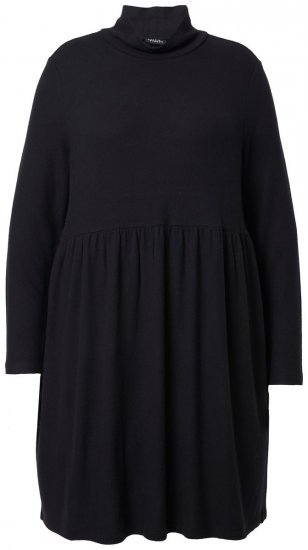 Ulla Popken 844233 Rochie tricotată cu mânecă lungă Neagră - Rochii tricotate - 