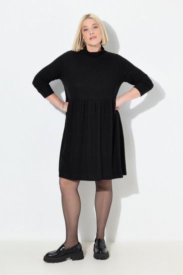 Ulla Popken 844233 Rochie tricotată cu mânecă lungă Neagră - Rochii tricotate - 
