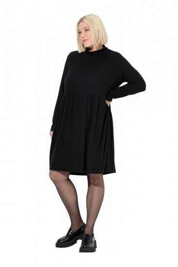Ulla Popken 844233 Rochie tricotată cu mânecă lungă Neagră - Rochii tricotate - 