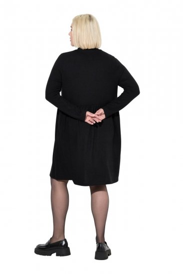 Ulla Popken 844233 Rochie tricotată cu mânecă lungă Neagră - Rochii tricotate - 