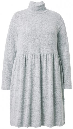 Ulla Popken 844233 Rochie tricotată cu mânecă lungă și guler înalt Gri melanj - Rochii tricotate - 