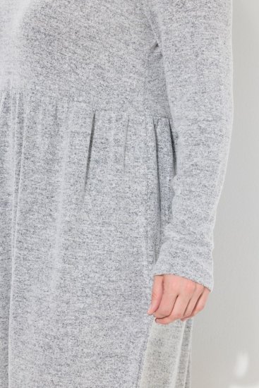 Ulla Popken 844233 Rochie tricotată cu mânecă lungă și guler înalt Gri melanj - Rochii tricotate - 