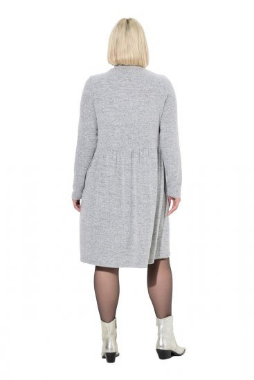 Ulla Popken 844233 Rochie tricotată cu mânecă lungă și guler înalt Gri melanj - Rochii tricotate - 