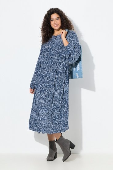 Ulla Popken 844594 Rochie midi cu flori Bleumarin - Rochii midi - Rochii midi la marimi mari