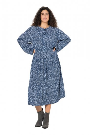 Ulla Popken 844594 Rochie midi cu flori Bleumarin - Rochii midi - Rochii midi la marimi mari
