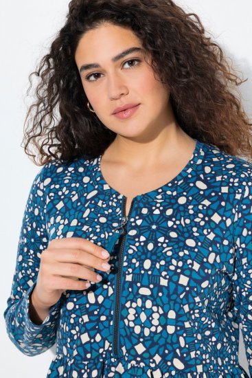 Ulla Popken 844722 Rochie hanorac imprimată Petrol - Rochii din molton - 
